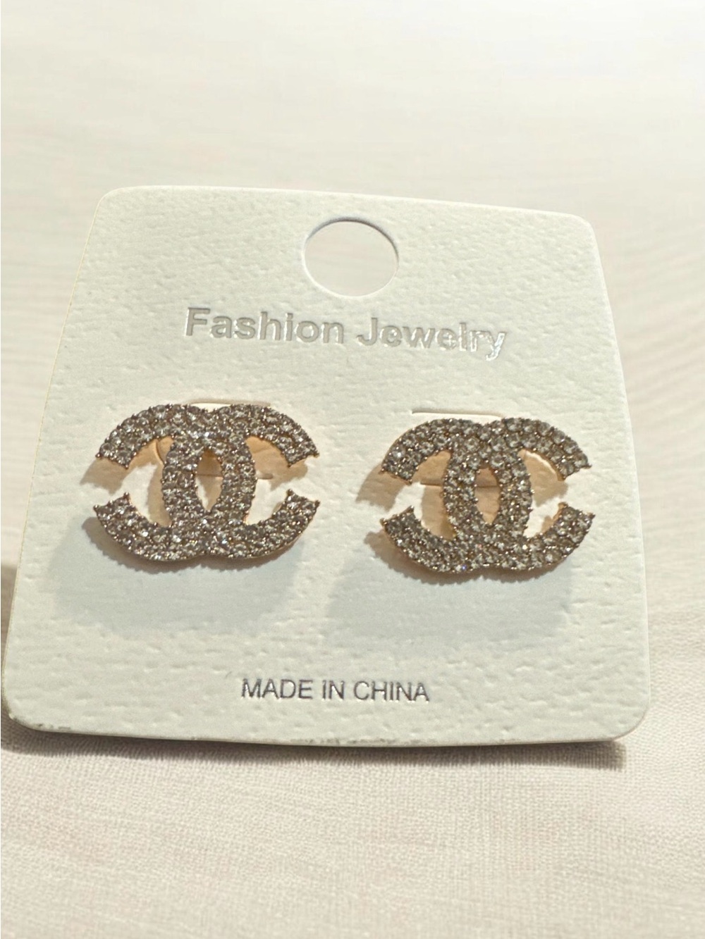 Crystal Interlocking Logo Stud Earrings - Gold & Silver
982